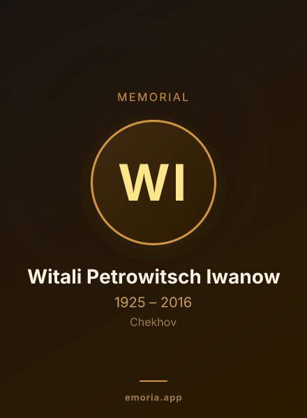 Memorial portrait of Witali Petrowitsch Iwanow