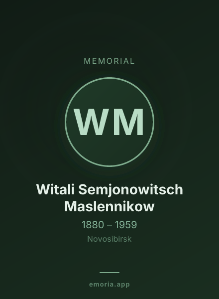 Memorial portrait of Witali Semjonowitsch Maslennikow