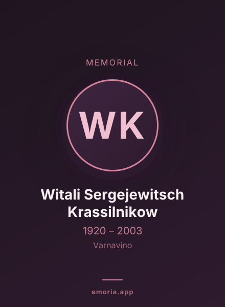 Memorial portrait of Witali Sergejewitsch Krassilnikow