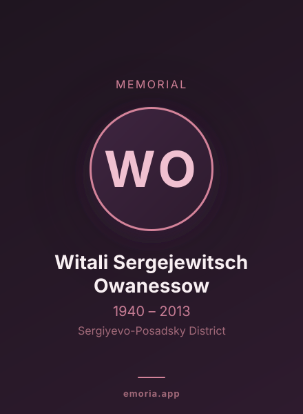 Memorial portrait of Witali Sergejewitsch Owanessow