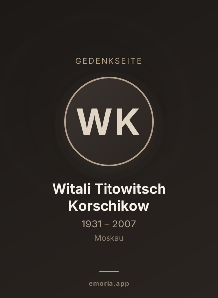 Gedenkportrait von Witali Titowitsch Korschikow