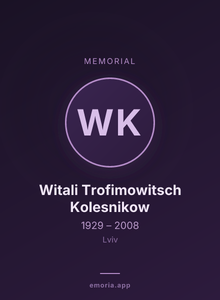 Memorial portrait of Witali Trofimowitsch Kolesnikow