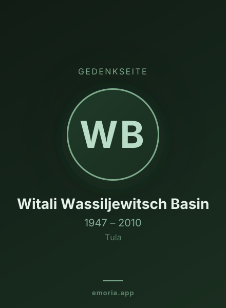 Gedenkportrait von Witali Wassiljewitsch Basin