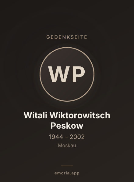 Gedenkportrait von Witali Wiktorowitsch Peskow