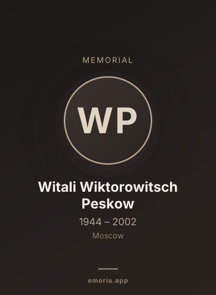 Memorial portrait of Witali Wiktorowitsch Peskow