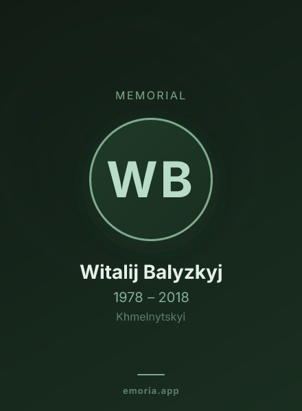 Memorial portrait of Witalij Balyzkyj