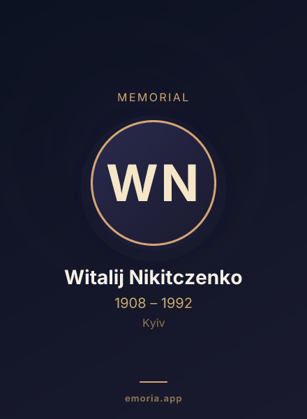 Memorial portrait of Witalij Nikitczenko