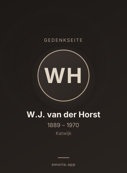 Gedenkportrait von W.J. van der Horst