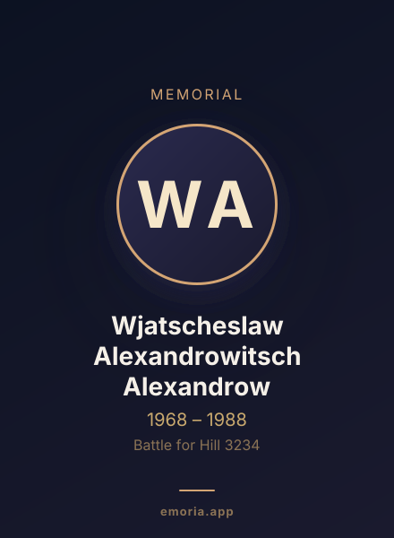 Memorial portrait of Wjatscheslaw Alexandrowitsch Alexandrow