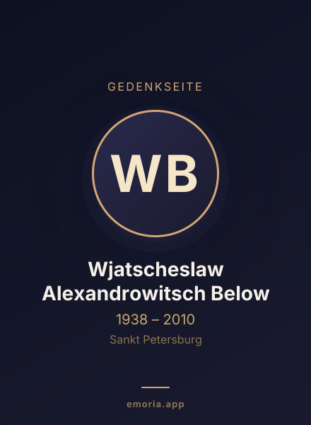 Gedenkportrait von Wjatscheslaw Alexandrowitsch Below