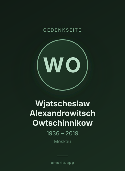 Gedenkportrait von Wjatscheslaw Alexandrowitsch Owtschinnikow