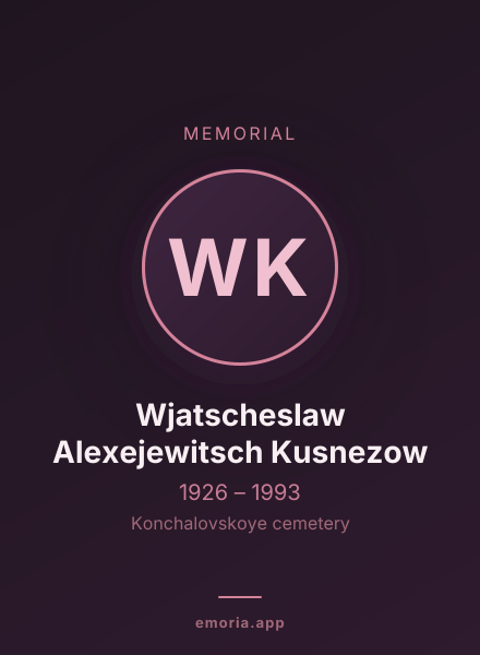 Memorial portrait of Wjatscheslaw Alexejewitsch Kusnezow