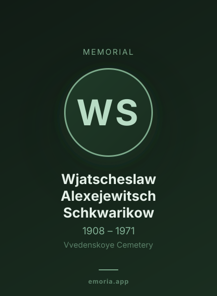 Memorial portrait of Wjatscheslaw Alexejewitsch Schkwarikow
