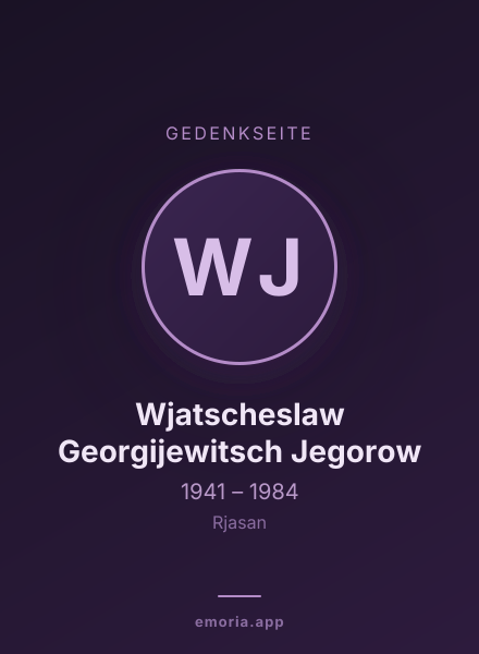 Gedenkportrait von Wjatscheslaw Georgijewitsch Jegorow