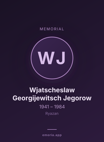 Memorial portrait of Wjatscheslaw Georgijewitsch Jegorow