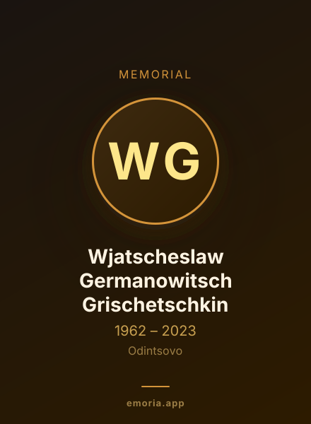 Memorial portrait of Wjatscheslaw Germanowitsch Grischetschkin