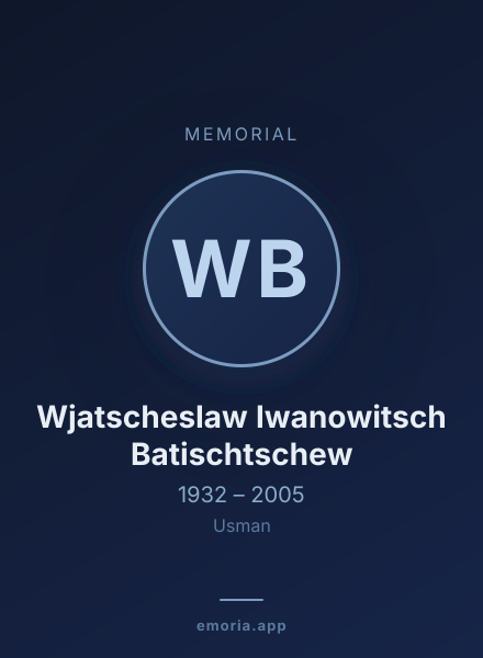 Memorial portrait of Wjatscheslaw Iwanowitsch Batischtschew