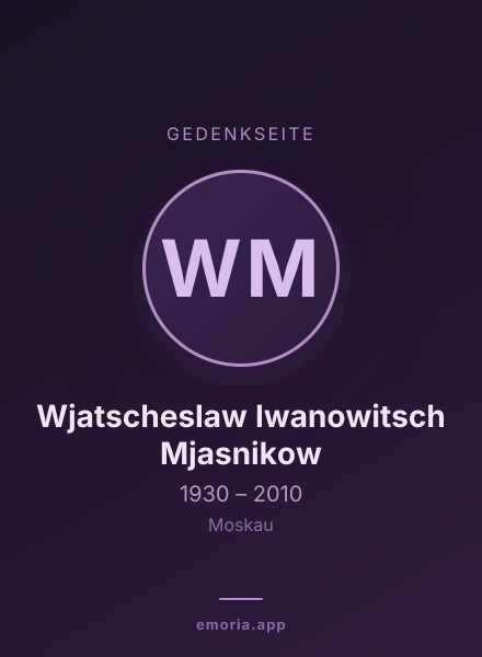 Gedenkportrait von Wjatscheslaw Iwanowitsch Mjasnikow