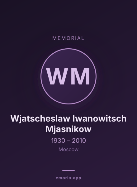 Memorial portrait of Wjatscheslaw Iwanowitsch Mjasnikow