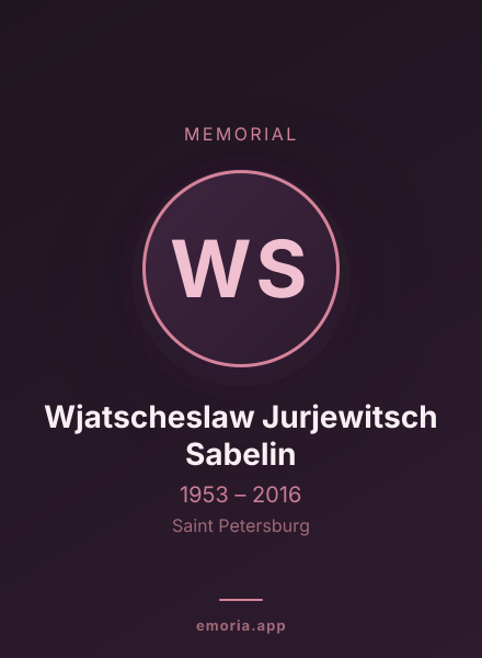 Memorial portrait of Wjatscheslaw Jurjewitsch Sabelin