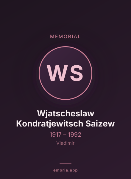 Memorial portrait of Wjatscheslaw Kondratjewitsch Saizew