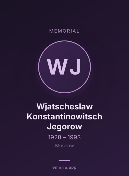 Memorial portrait of Wjatscheslaw Konstantinowitsch Jegorow