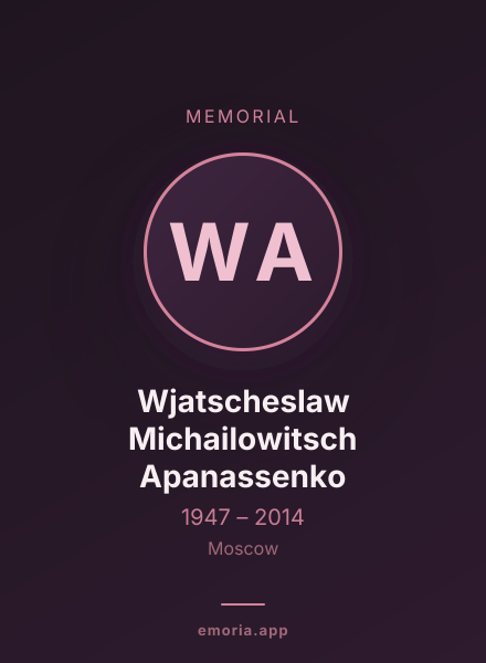 Memorial portrait of Wjatscheslaw Michailowitsch Apanassenko