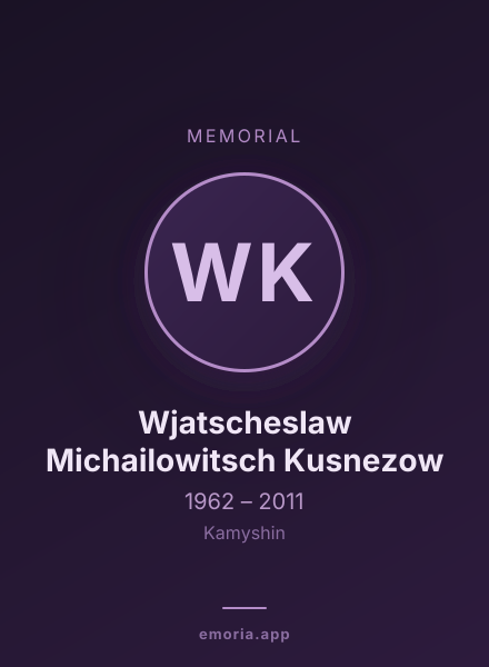 Memorial portrait of Wjatscheslaw Michailowitsch Kusnezow