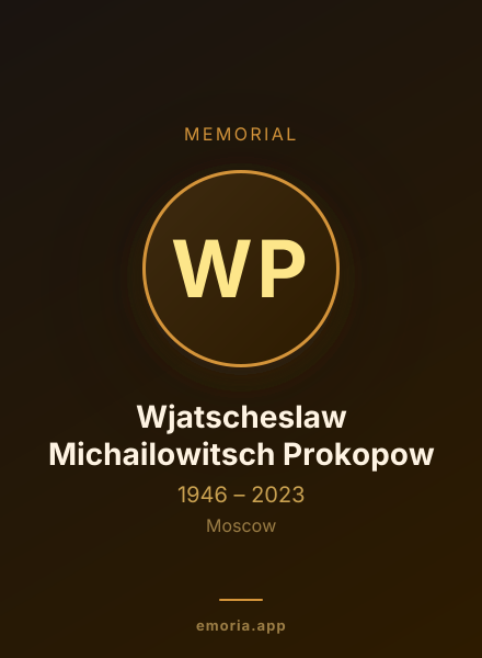 Memorial portrait of Wjatscheslaw Michailowitsch Prokopow