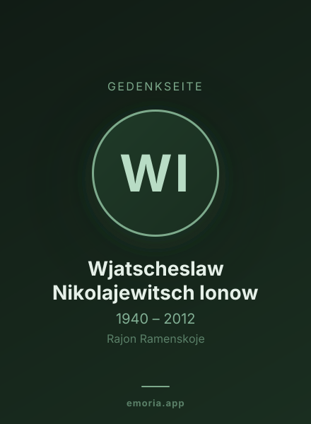 Gedenkportrait von Wjatscheslaw Nikolajewitsch Ionow