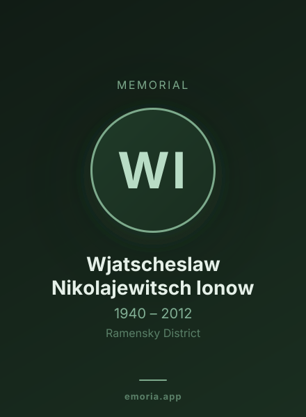 Memorial portrait of Wjatscheslaw Nikolajewitsch Ionow