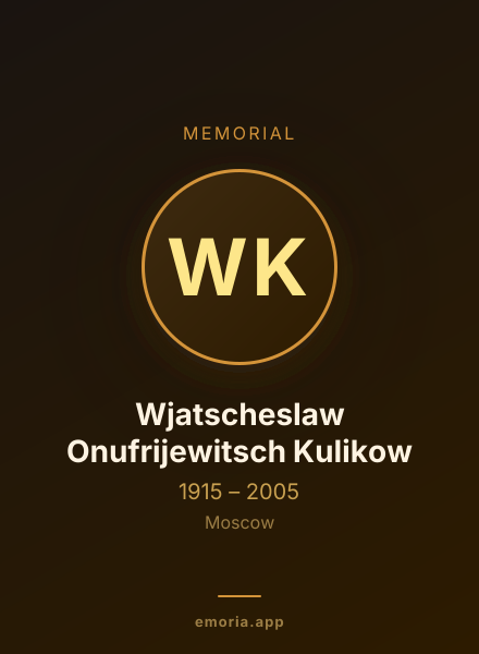 Memorial portrait of Wjatscheslaw Onufrijewitsch Kulikow