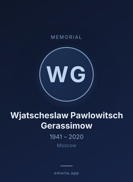Memorial portrait of Wjatscheslaw Pawlowitsch Gerassimow