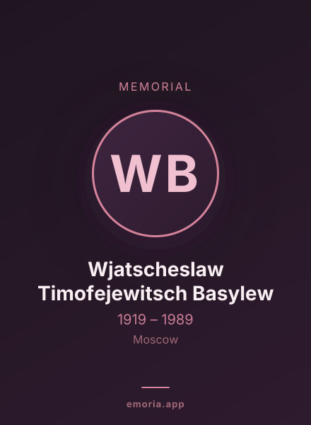 Memorial portrait of Wjatscheslaw Timofejewitsch Basylew