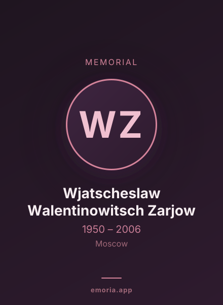 Memorial portrait of Wjatscheslaw Walentinowitsch Zarjow