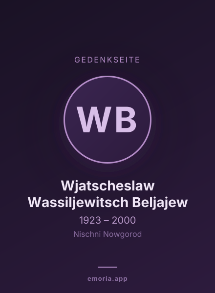 Gedenkportrait von Wjatscheslaw Wassiljewitsch Beljajew