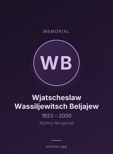 Memorial portrait of Wjatscheslaw Wassiljewitsch Beljajew