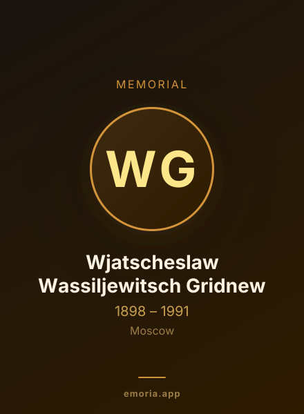 Memorial portrait of Wjatscheslaw Wassiljewitsch Gridnew