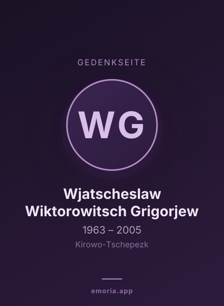 Gedenkportrait von Wjatscheslaw Wiktorowitsch Grigorjew