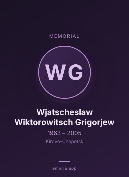 Memorial portrait of Wjatscheslaw Wiktorowitsch Grigorjew