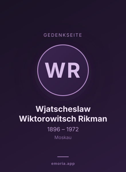 Gedenkportrait von Wjatscheslaw Wiktorowitsch Rikman
