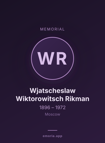 Memorial portrait of Wjatscheslaw Wiktorowitsch Rikman