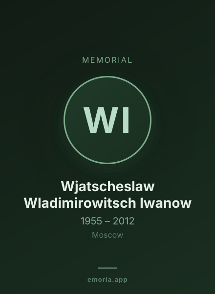 Memorial portrait of Wjatscheslaw Wladimirowitsch Iwanow