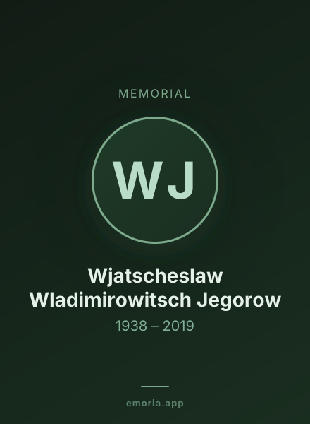 Memorial portrait of Wjatscheslaw Wladimirowitsch Jegorow