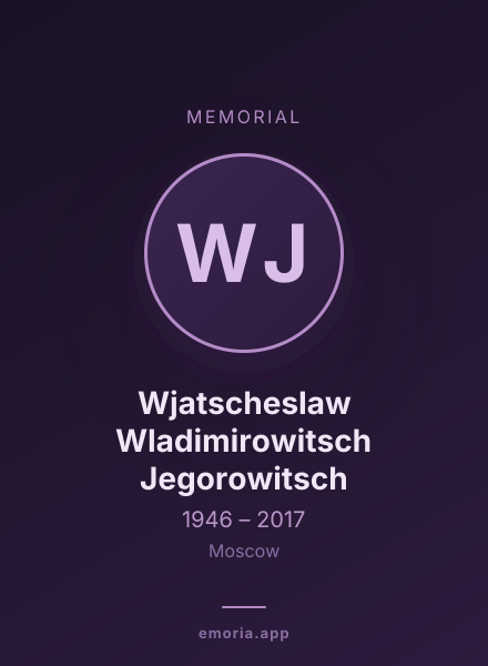Memorial portrait of Wjatscheslaw Wladimirowitsch Jegorowitsch