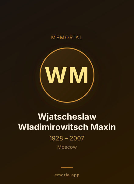 Memorial portrait of Wjatscheslaw Wladimirowitsch Maxin