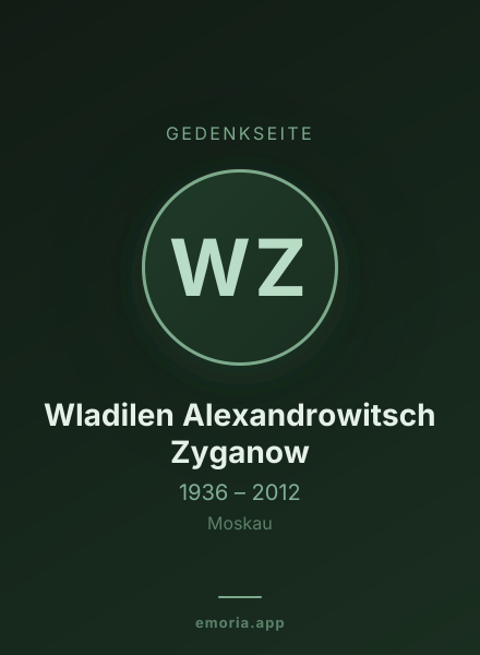 Gedenkportrait von Wladilen Alexandrowitsch Zyganow