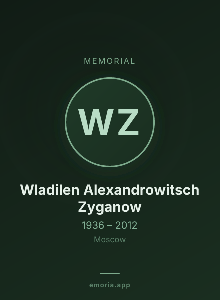 Memorial portrait of Wladilen Alexandrowitsch Zyganow