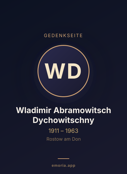Gedenkportrait von Wladimir Abramowitsch Dychowitschny