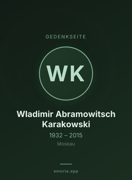 Gedenkportrait von Wladimir Abramowitsch Karakowski